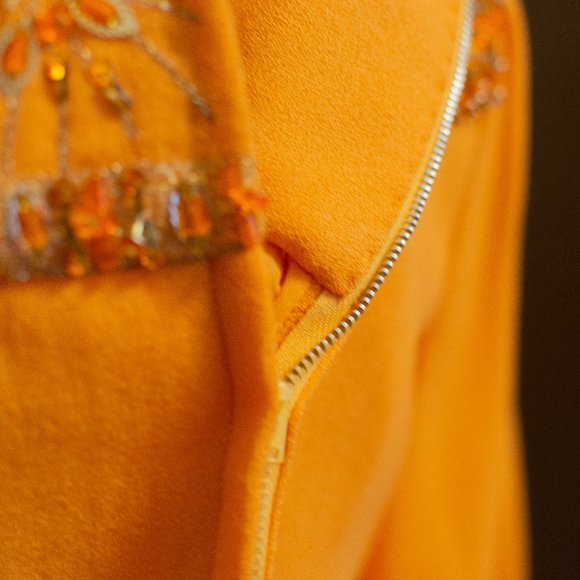 *Rare* 1960s Dynasty Orange Mod Sequined Dress - Picture 10 of 12